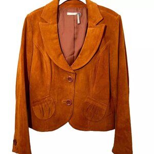 Classiques Entier Women's Suede Jacket Large Leather Tan Fall Western Cowgirl
